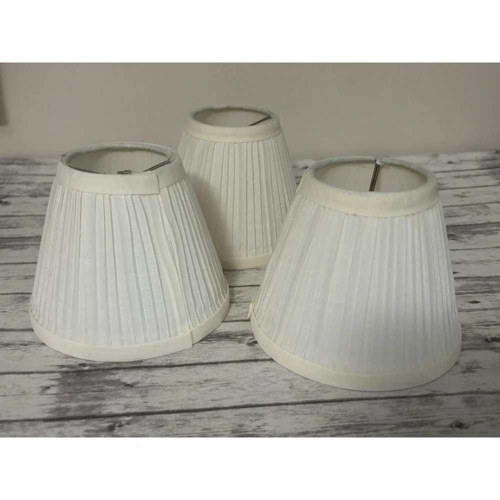 Set of 3 White Pleated Clip-On Chandelier Lamp Shades – Classic Empire Style